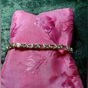 925 Sterling Silver CZ Link Bracelet 7.5"